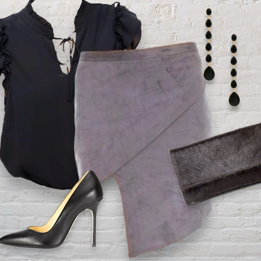 Olivaceous Faux Suede Asymmetrical Skirt NWT Sexy Minimalist
